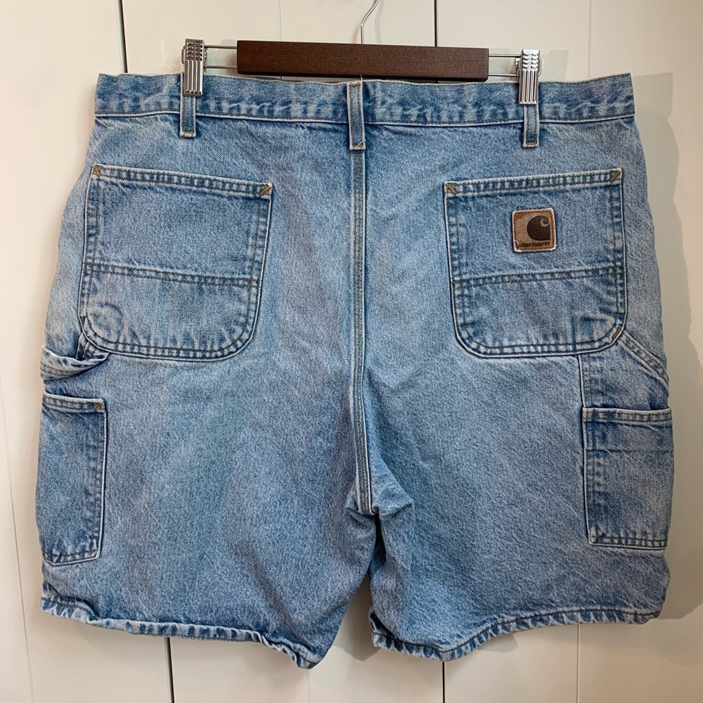 Vintage Carhartt Men's Blue‎ Denim Carpenter Shorts Size 40